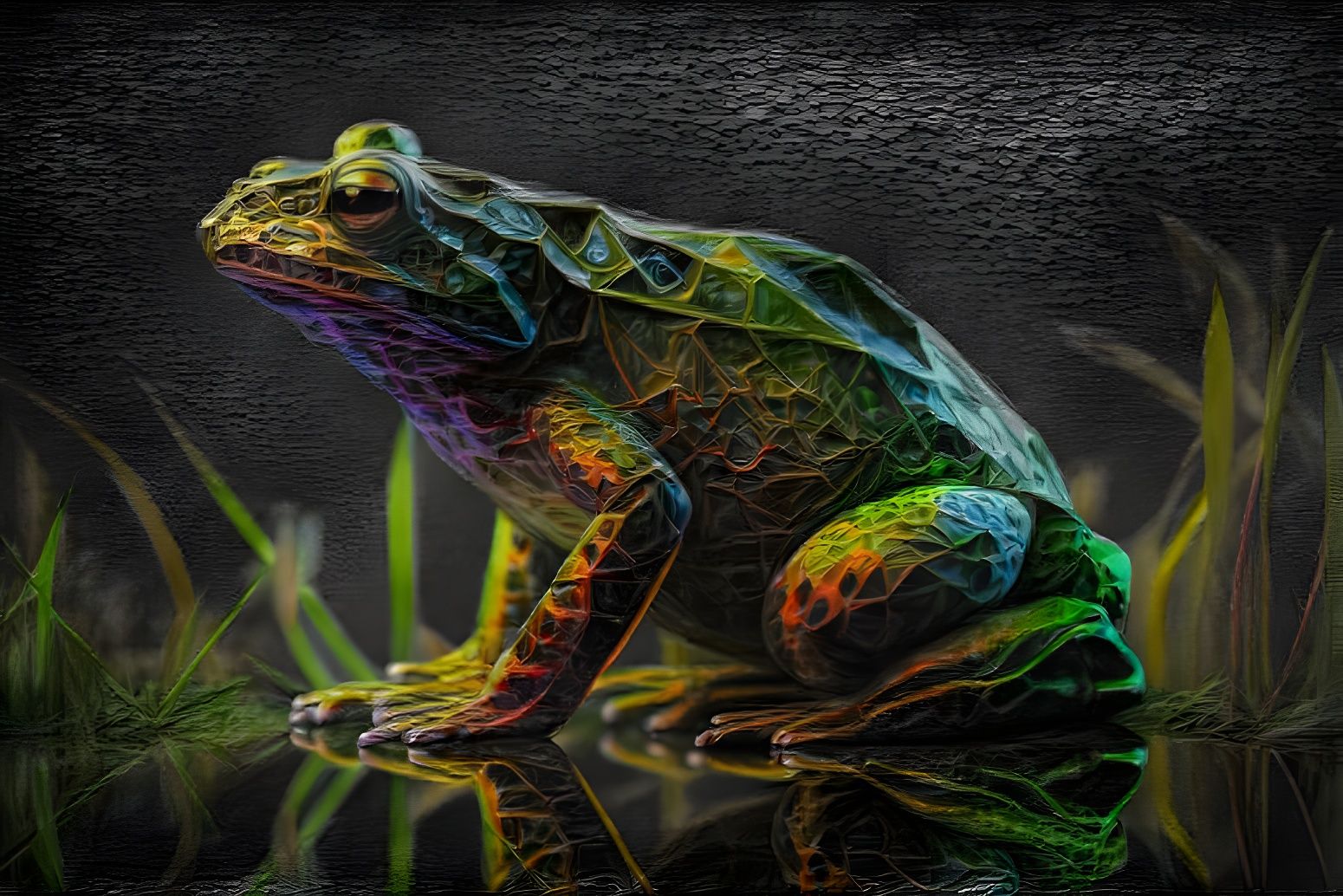 Emerald Frog in the Dark of the Night