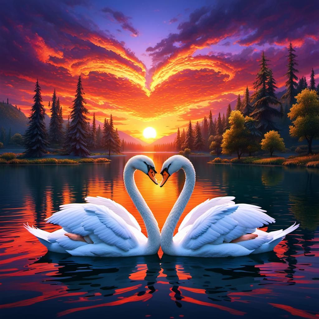 Love on a lake  by @Castorix