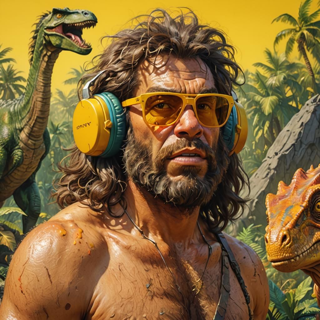 Caveman rocking Raybans and Sony Bluetooth headset   by @WILLB