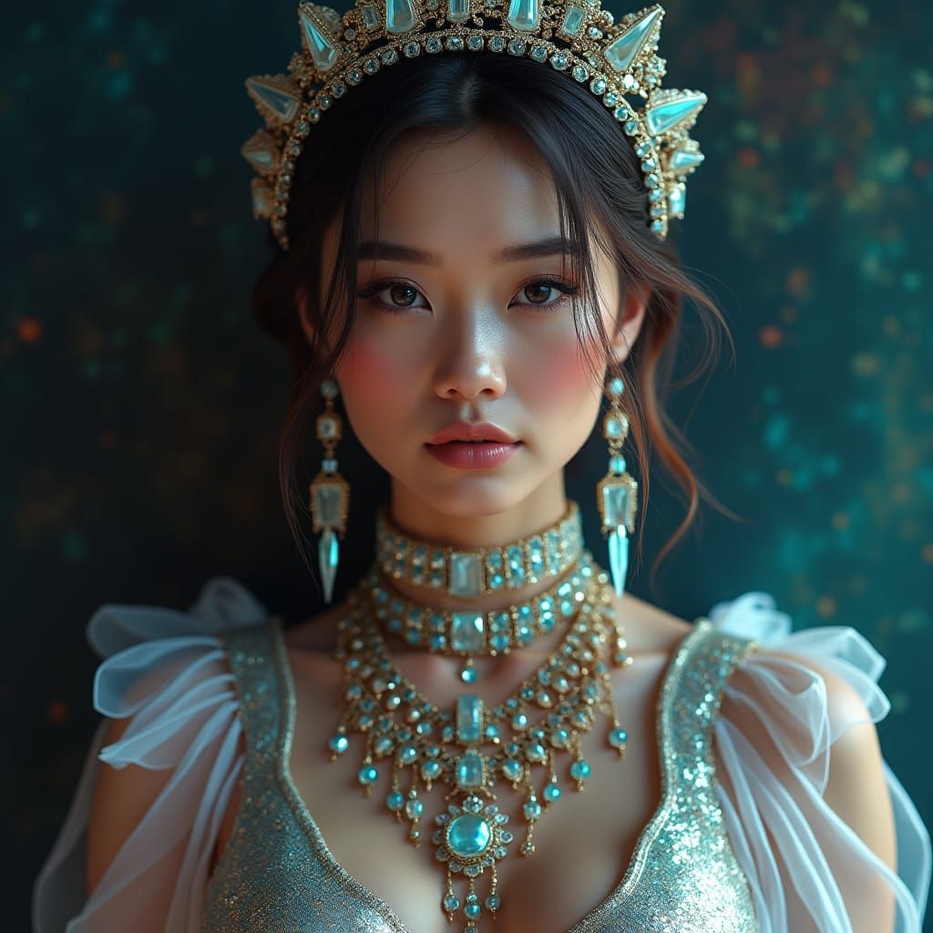 Gorgeous Woman in Iridescent Outfit, Digital Art