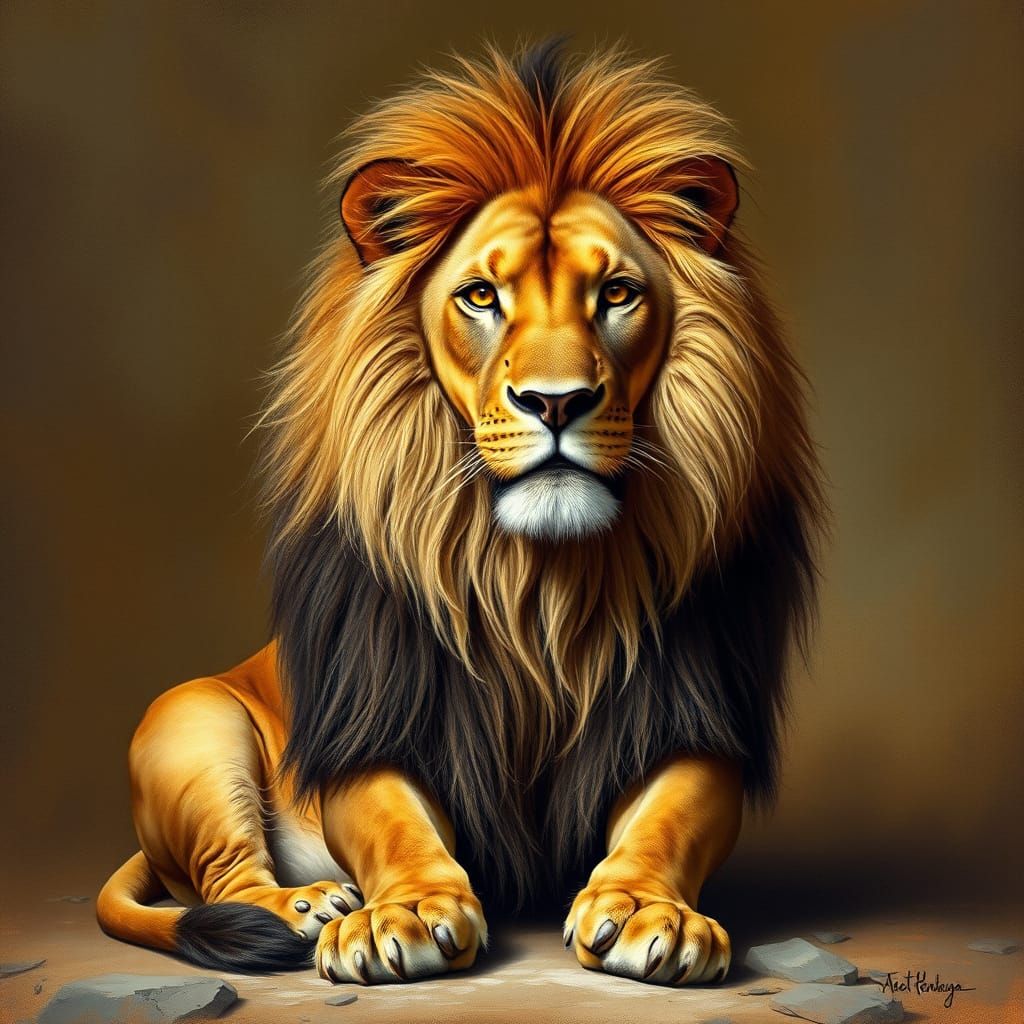 Majestic Lion in Classic Regal Pose