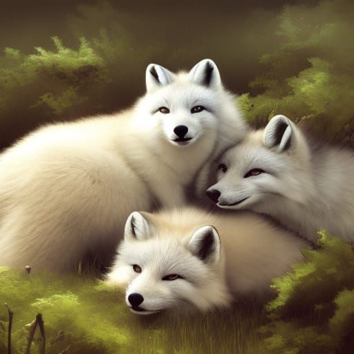 Arctic fox pile