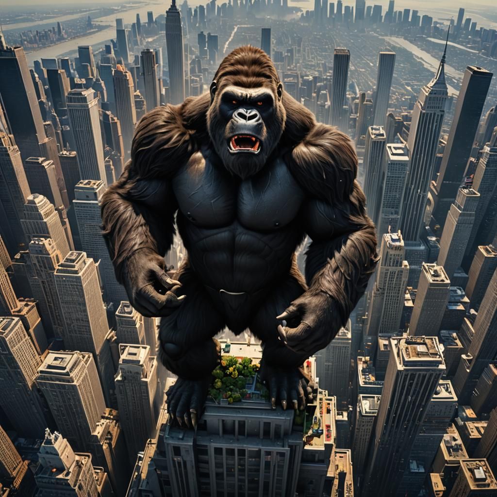 Teddy-Bear perched on the top of the Empire State Building