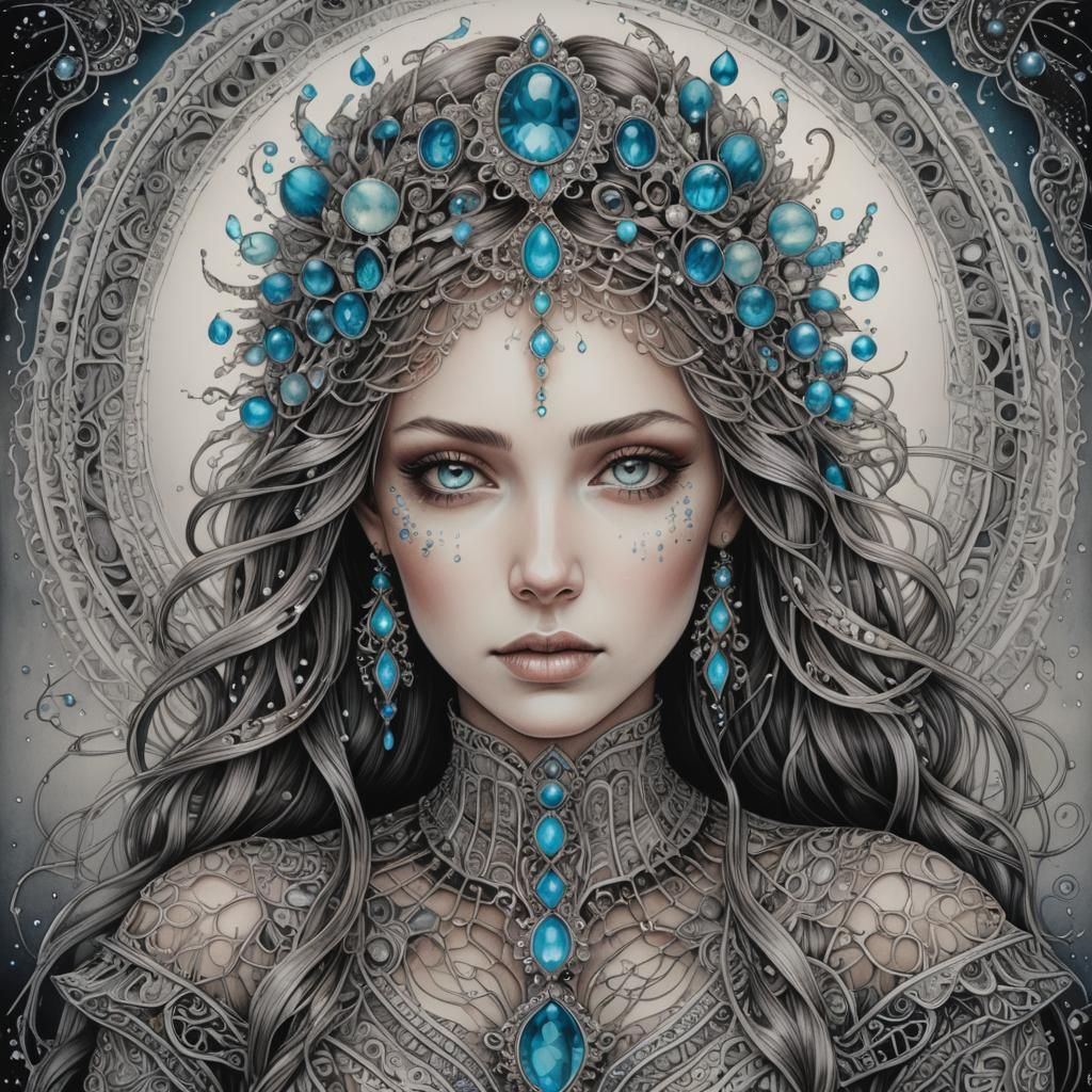 Bioluminescent Realistic ultradetailed Zentangle Stunning Je...