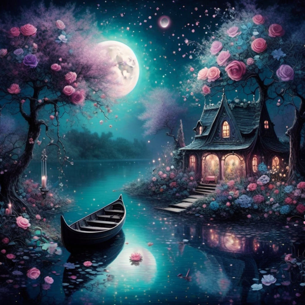 Enchanted Haunted Lake: Floral Dreamscape