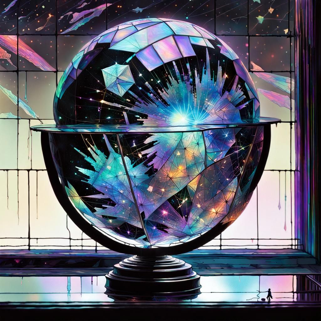 Glass globe "holographic prismatic cosmos blacklight glow perfect