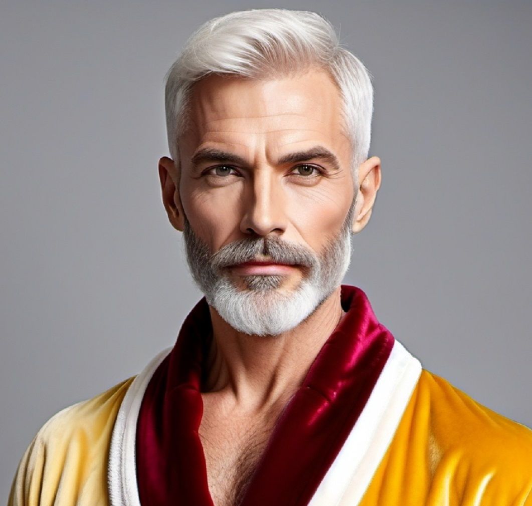 A handsome bearded man, a   Silver Daddy