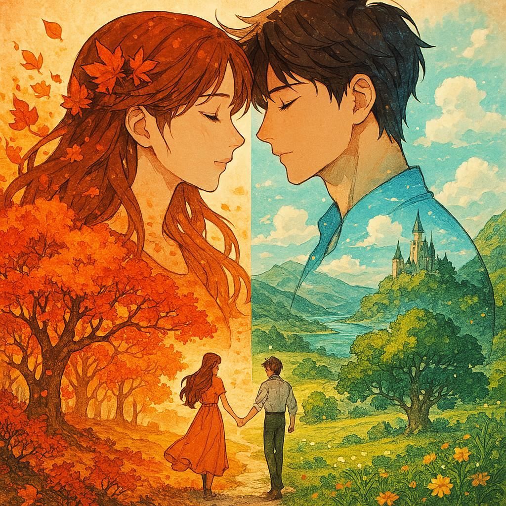 Double exposure couple portrait