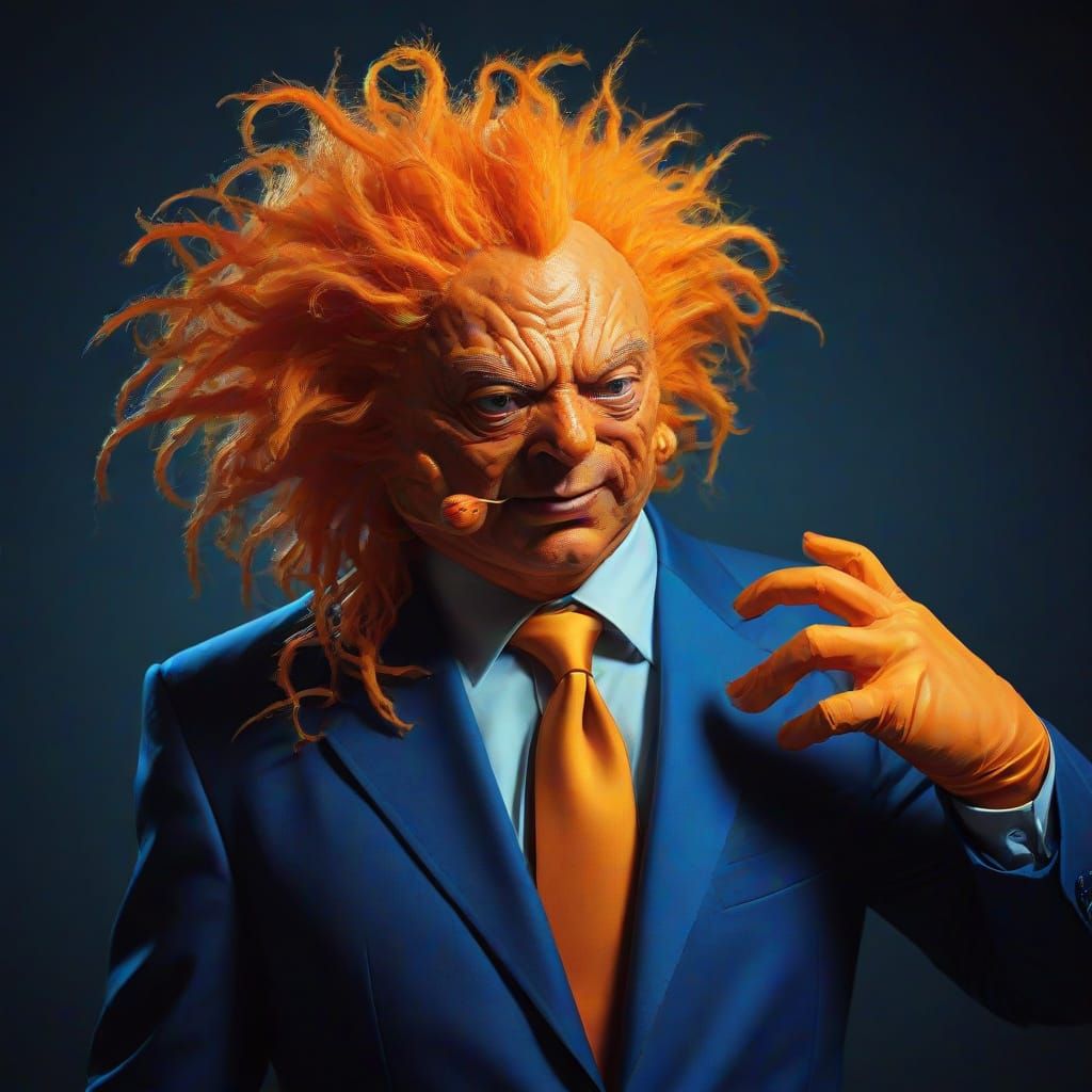 orange hairy pustulant blob wearing blue suit  by @Oz-stitcher