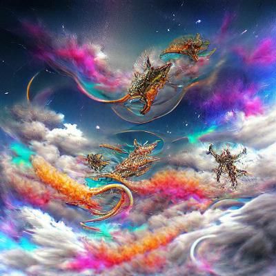 dragons flying in the sky