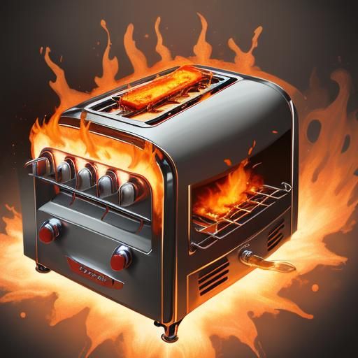 flaming toaster - AI Generated Artwork - NightCafe Creator