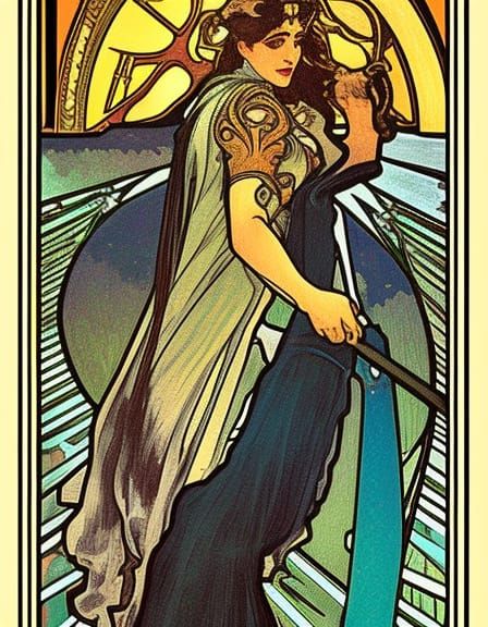 tarot card illustration, Motorcycle, style of Alphonse Mucha - AI ...