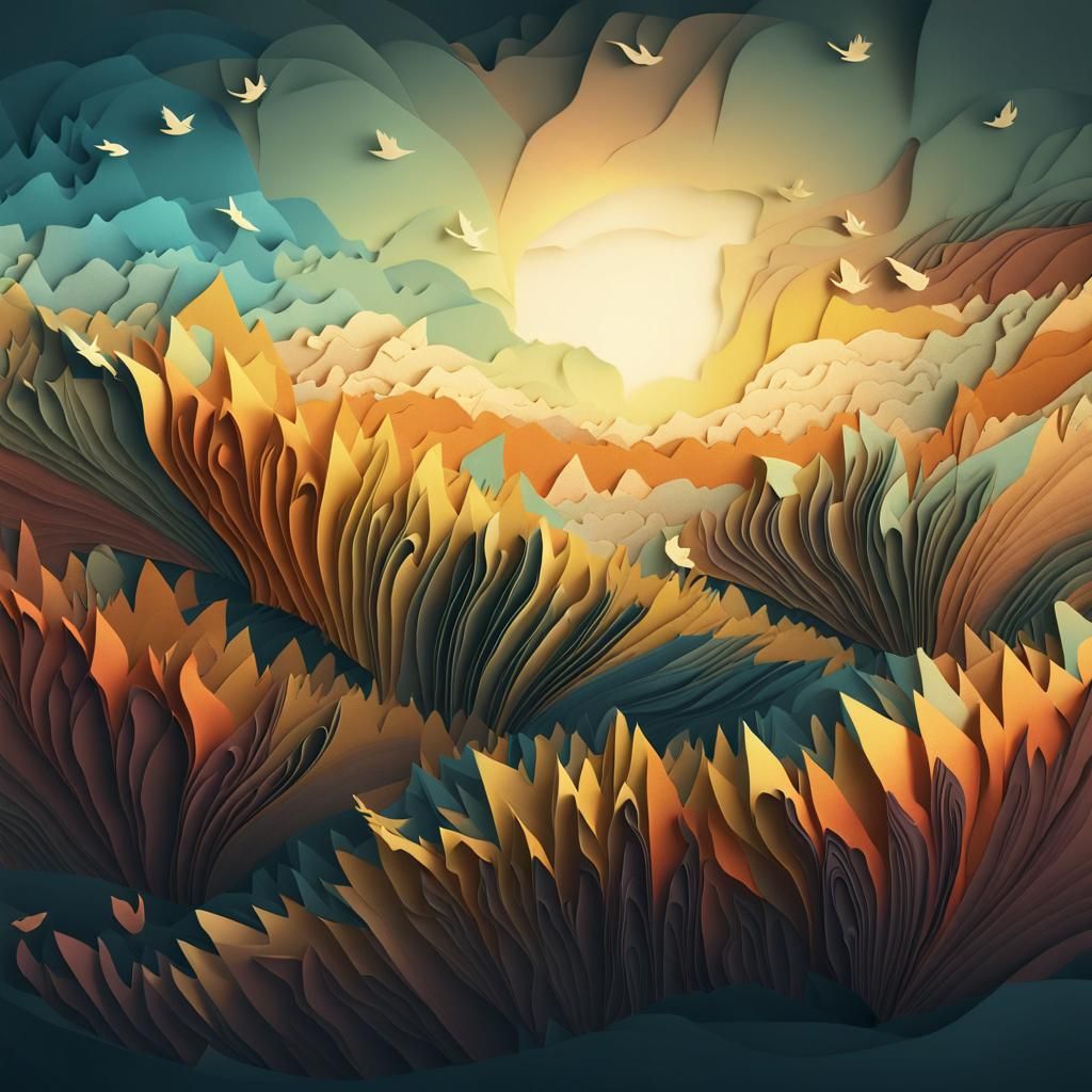 paper autumn landscape 3D