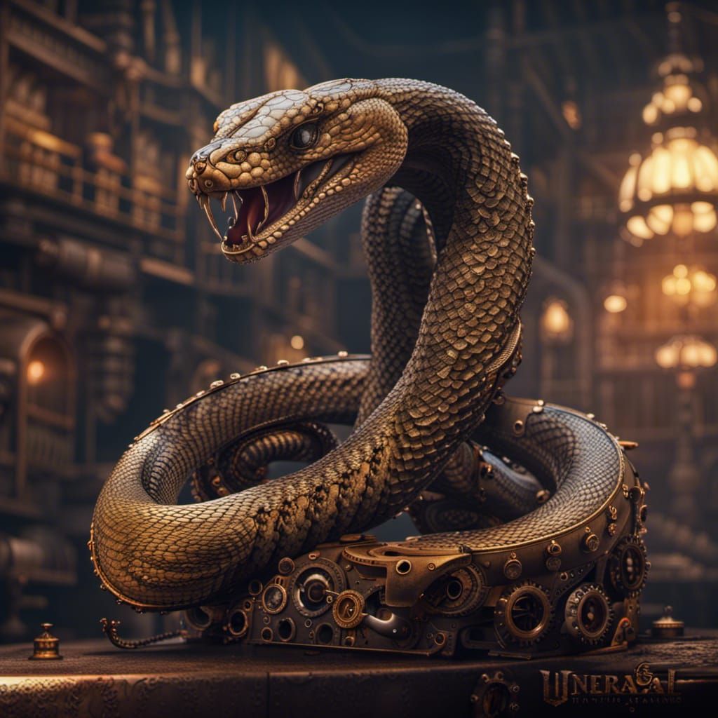 Steampunk Snake - AI Generated Artwork - NightCafe Creator