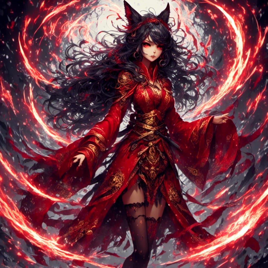 lora:GlitchV1:1.0> <lora:Fantasia:1.0> Neko demon girl wearing red and gold  assassin robes 128k resolution, intricately detailed, maximalis... - AI  Generated Artwork - NightCafe Creator