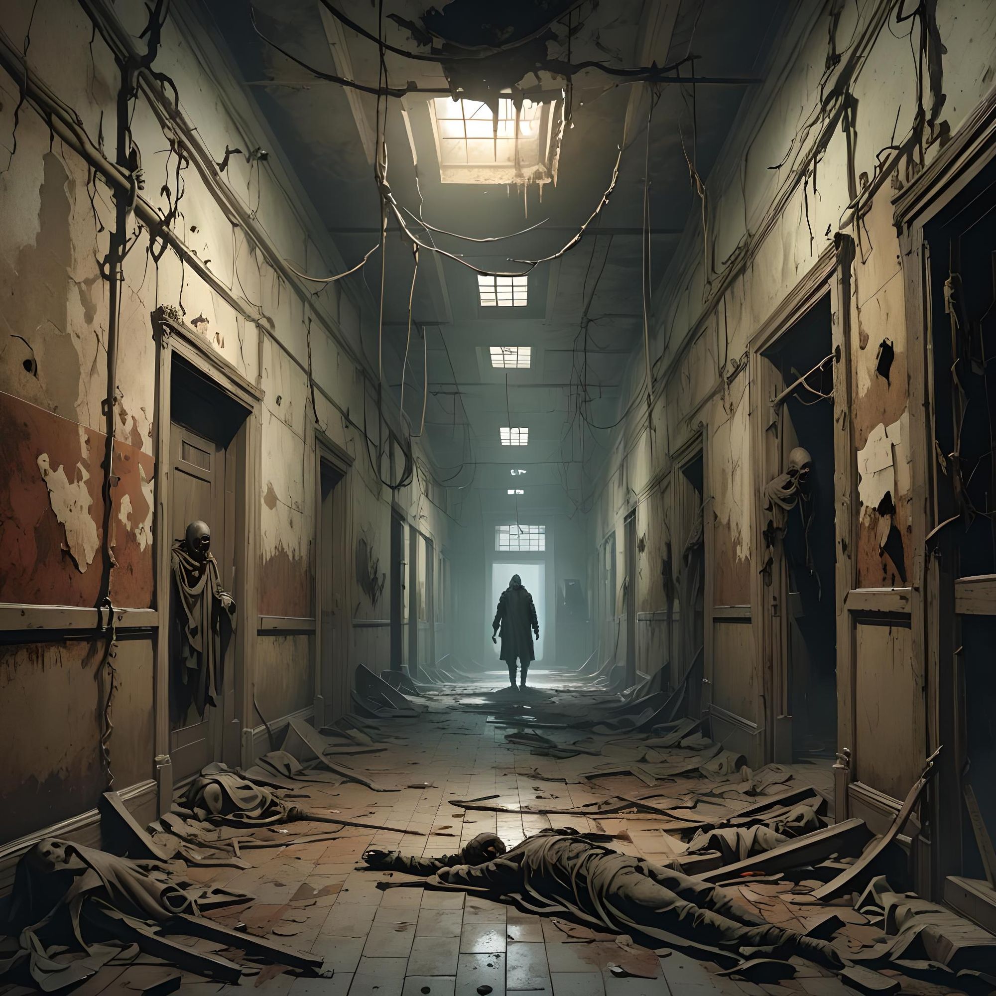 Waking up I remember nothing of how I got here or even where here is. All I know is there's a terrible gurgling sound coming from the end of the hall. 