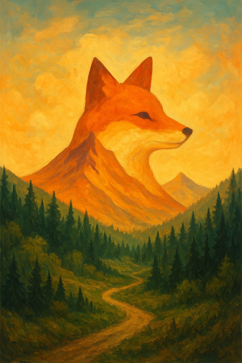 שועל ברקע הרים