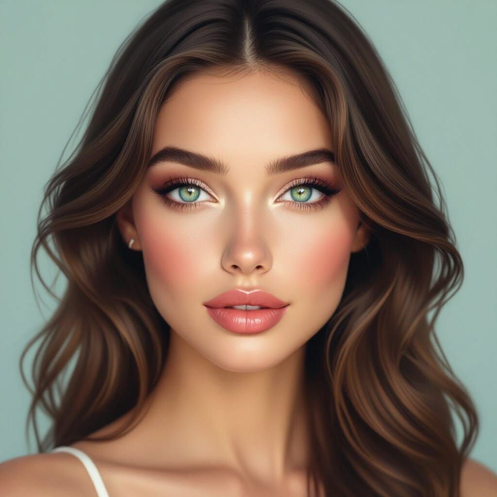 Ethereal Young Woman Portrait in Luminous Digital Art