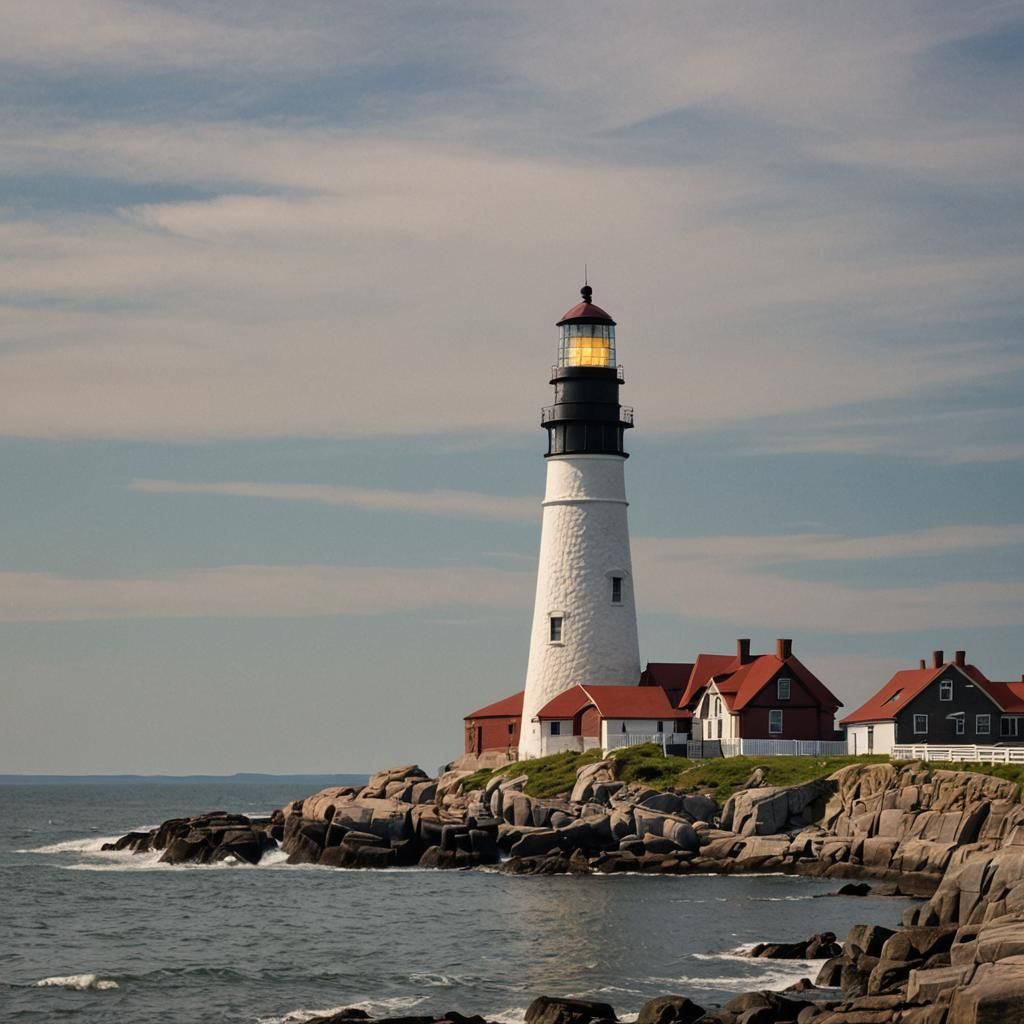 Photo realistic image of Portland Head Lighthouse in Maine