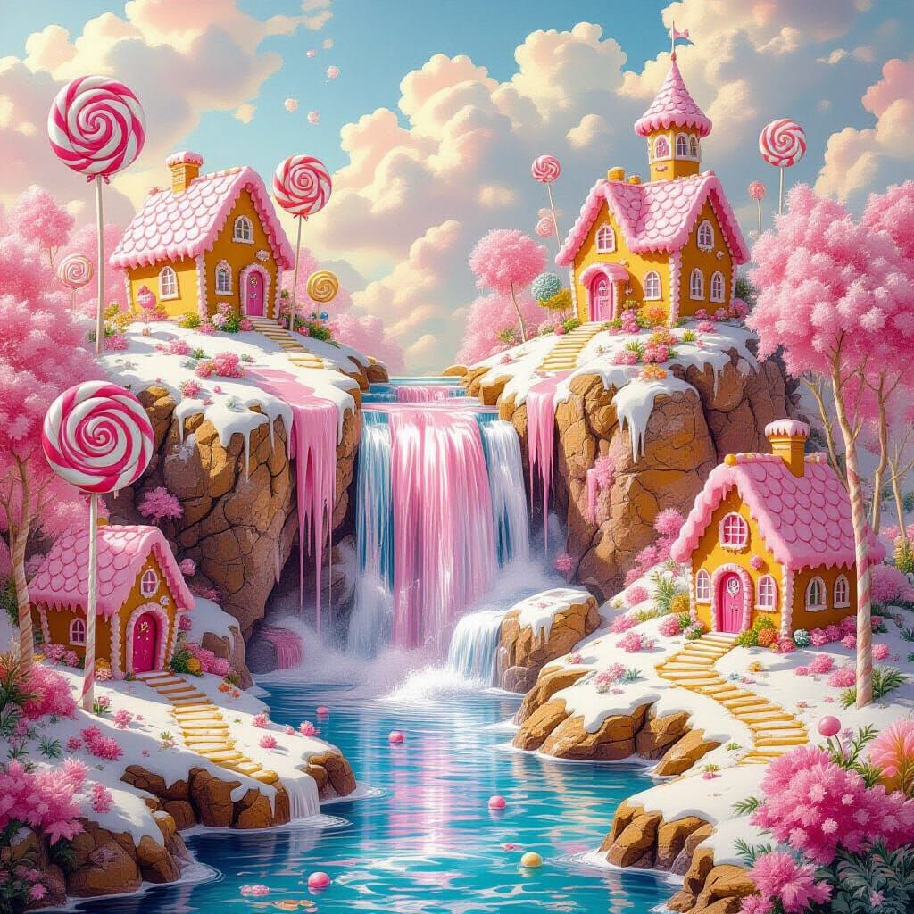 Pink waterfall in the land of candy  by @MrMachineElf