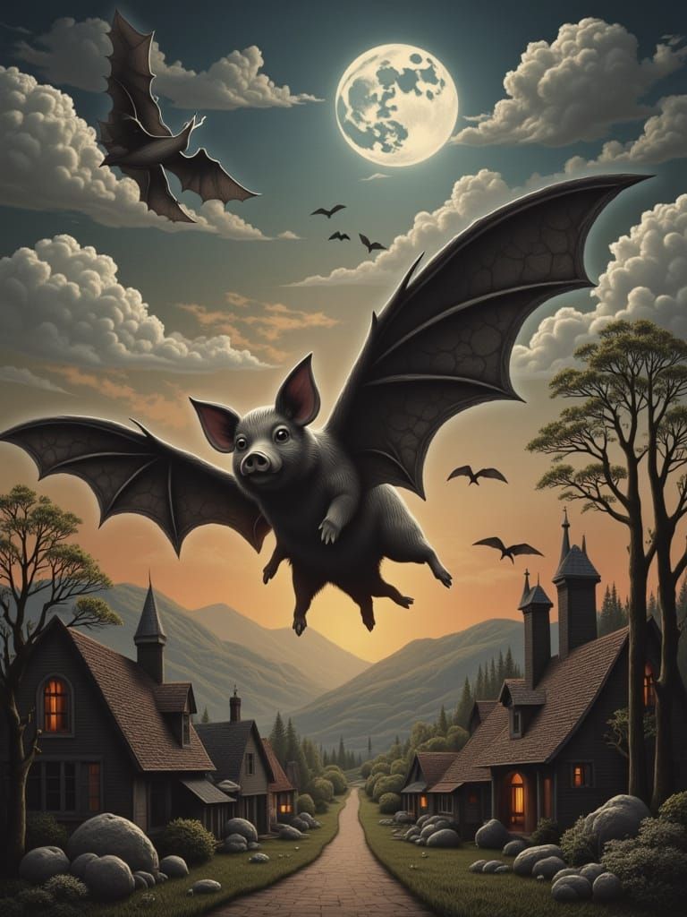A Halloween flying bat/pig 