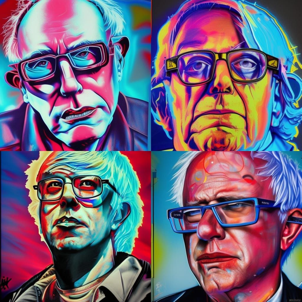 cyberpunk bernie sanders glasses portrait AI Generated Artwork NightCafe Creator