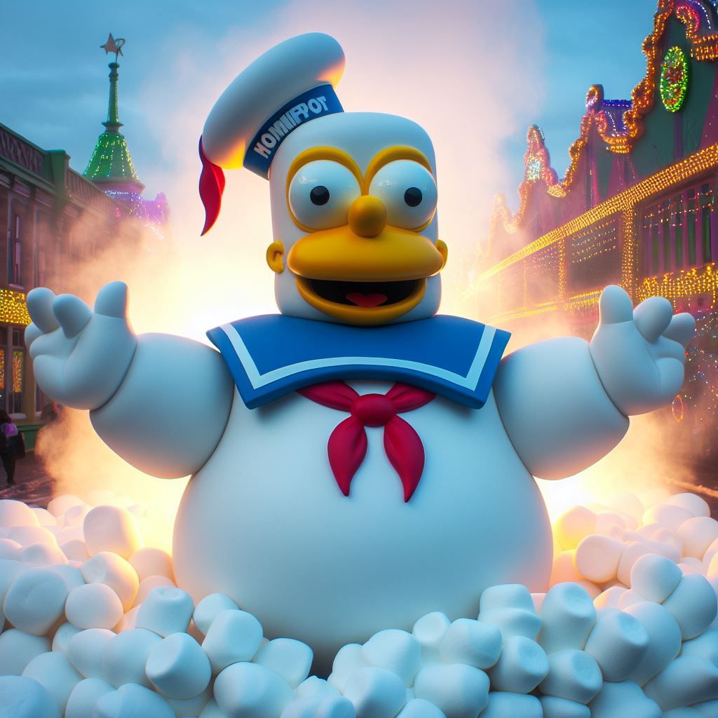 Homer Simpson as the Stay Puft Marshmallow Man