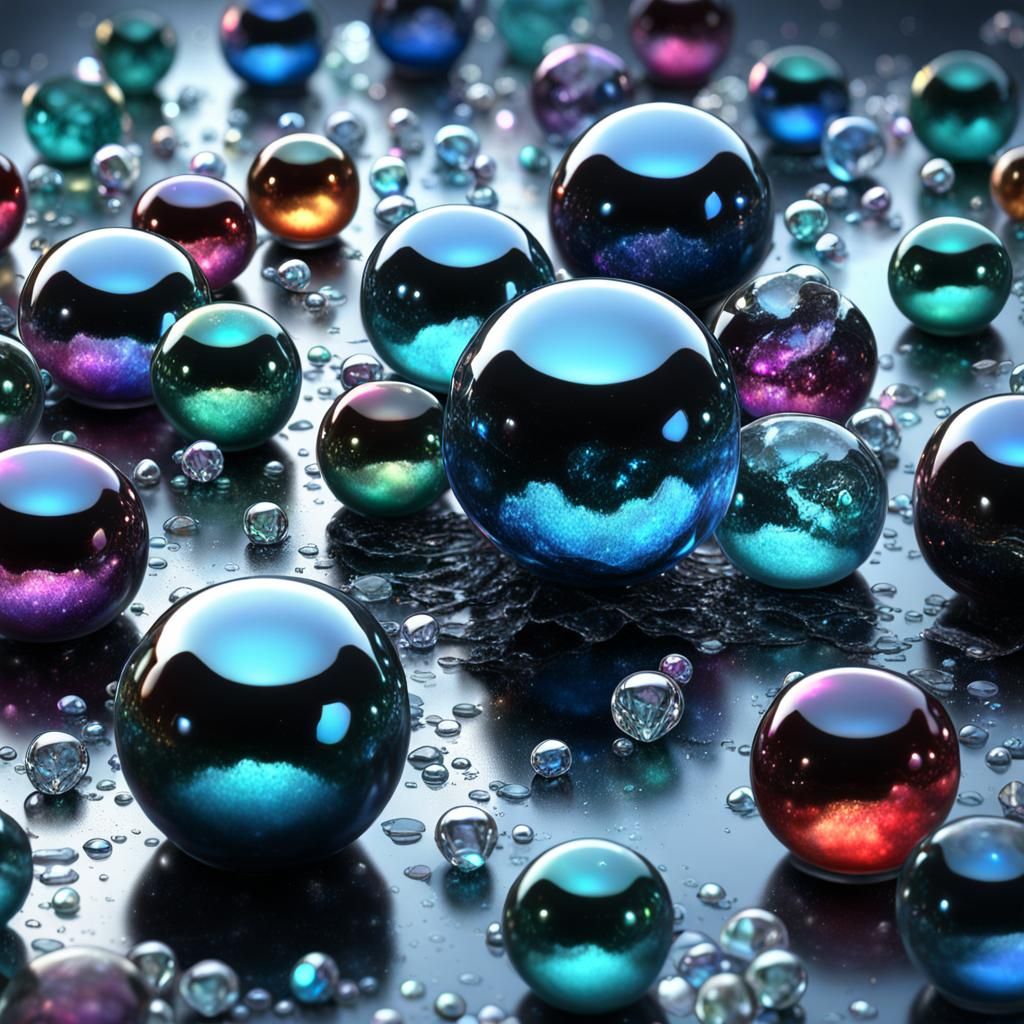 translucent and frozen cracked bubbles glass marbles diamond...