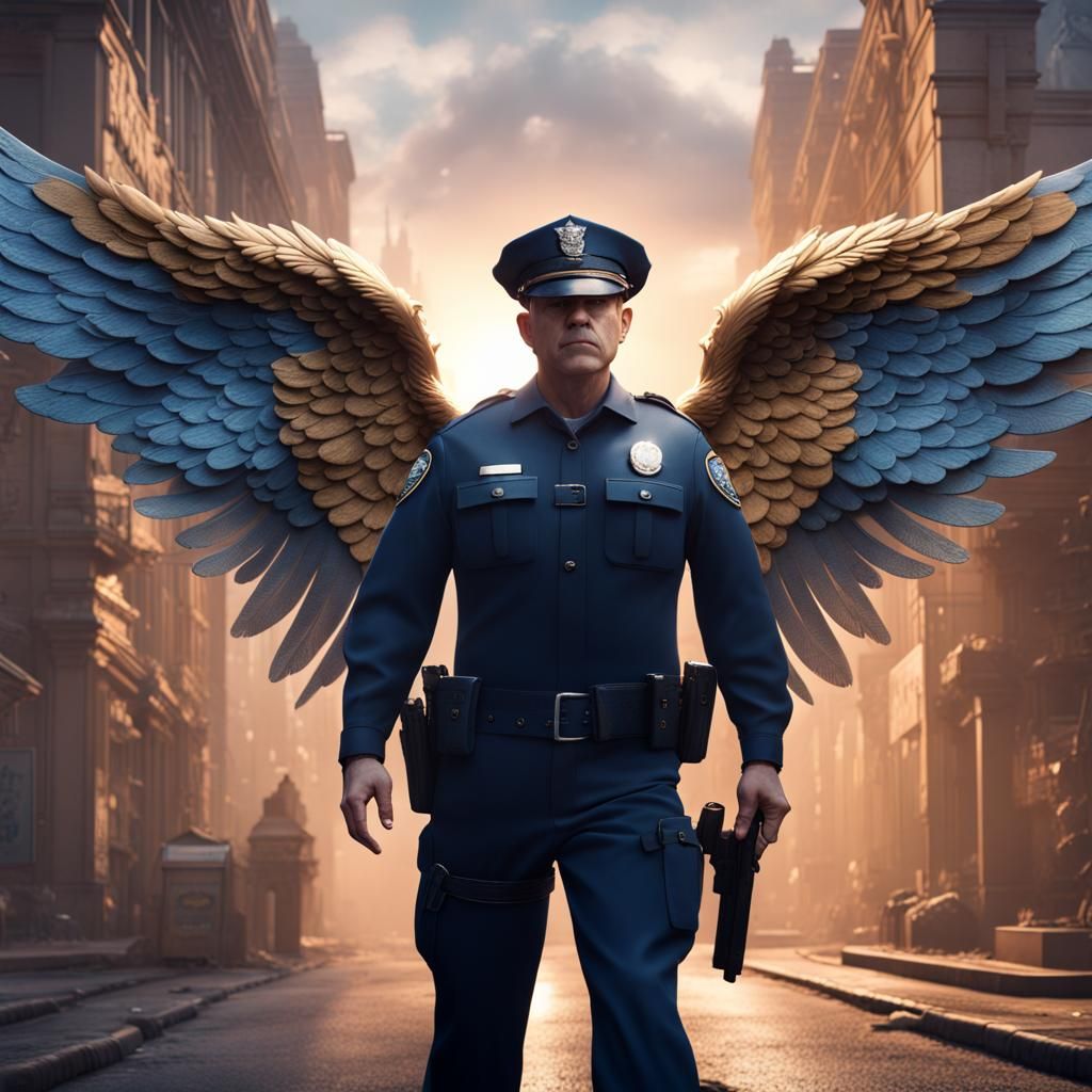 policeman with angels wings