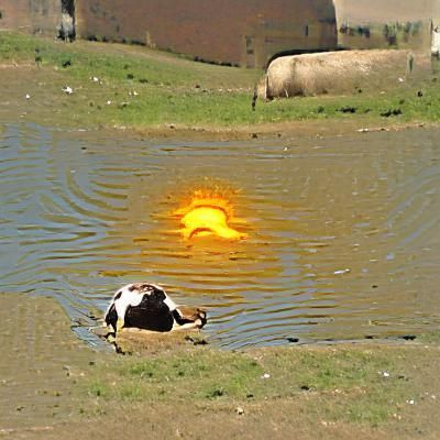 A Bull Ducking Under The Sun