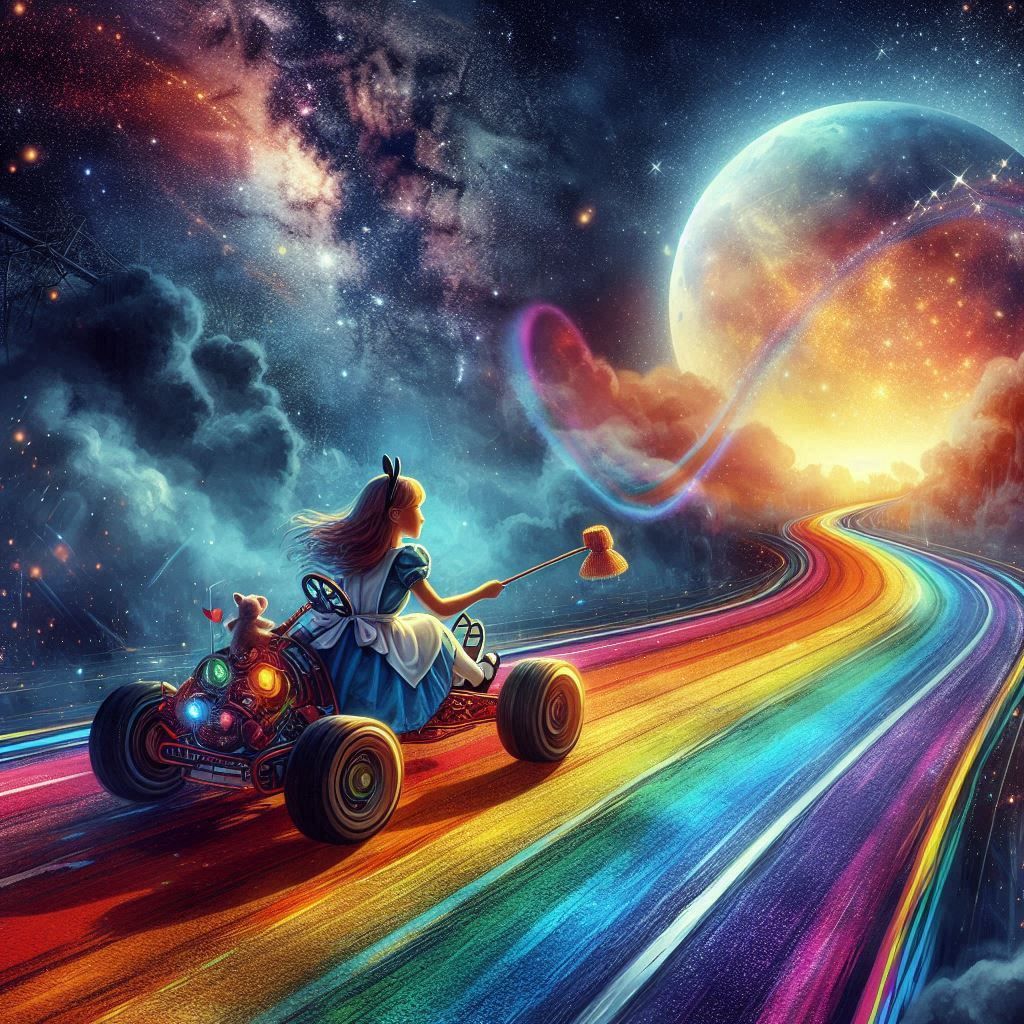 Cosmic Adventures with Alice between Wonderlands🌈🪄