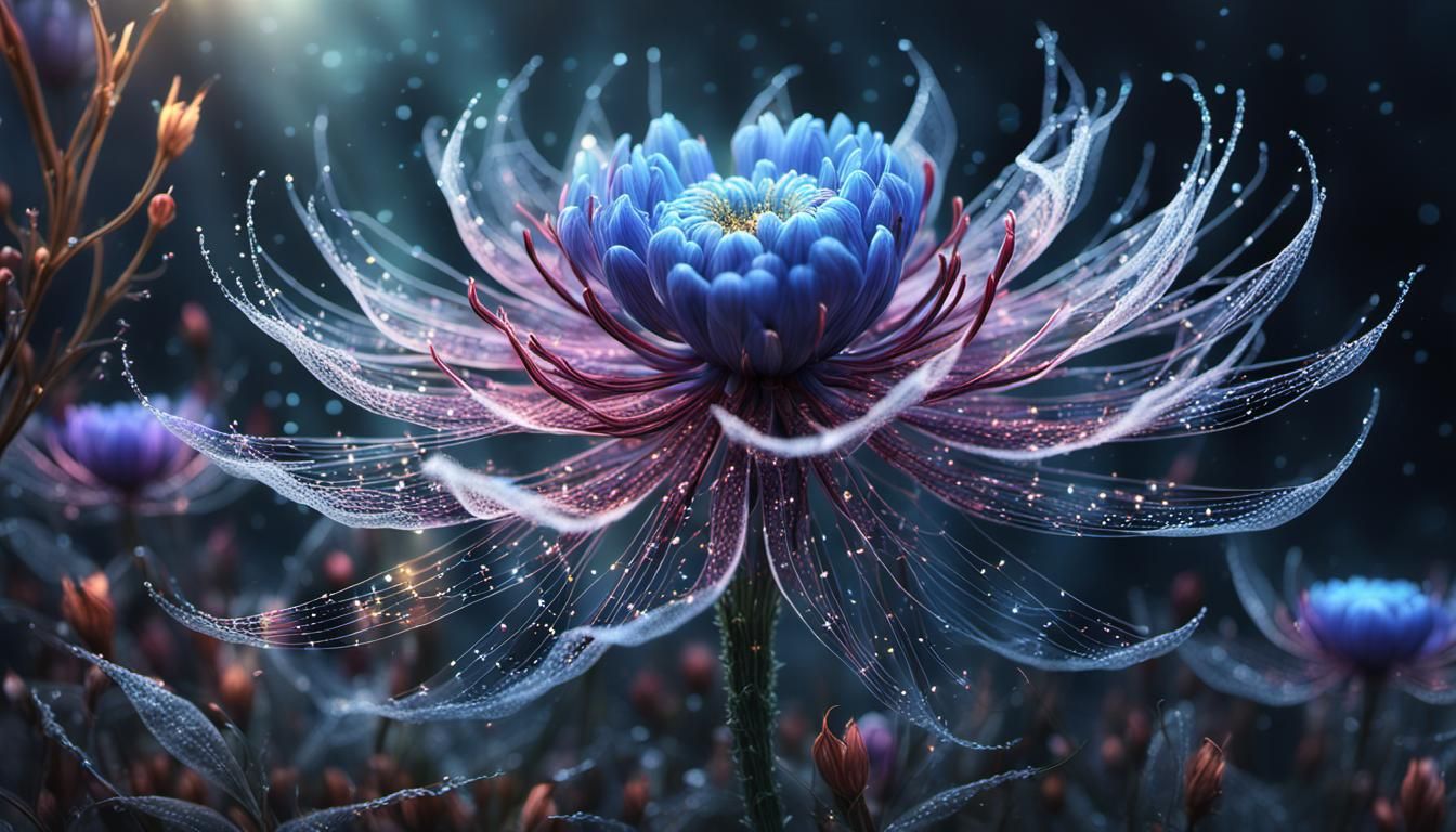 Ethereal, delicate flower made of delicate glittering silken webs   by @Dorian