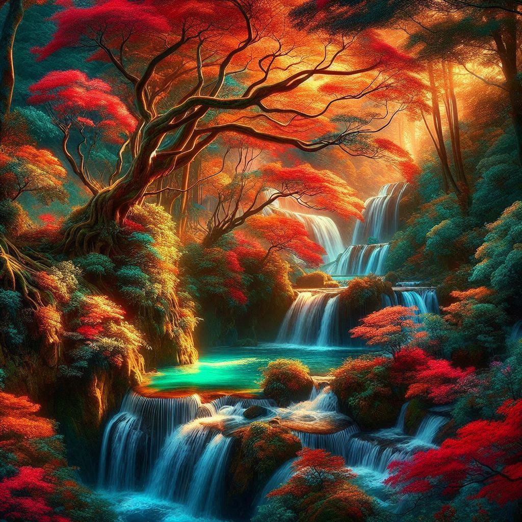 Crimson Canopy Falls