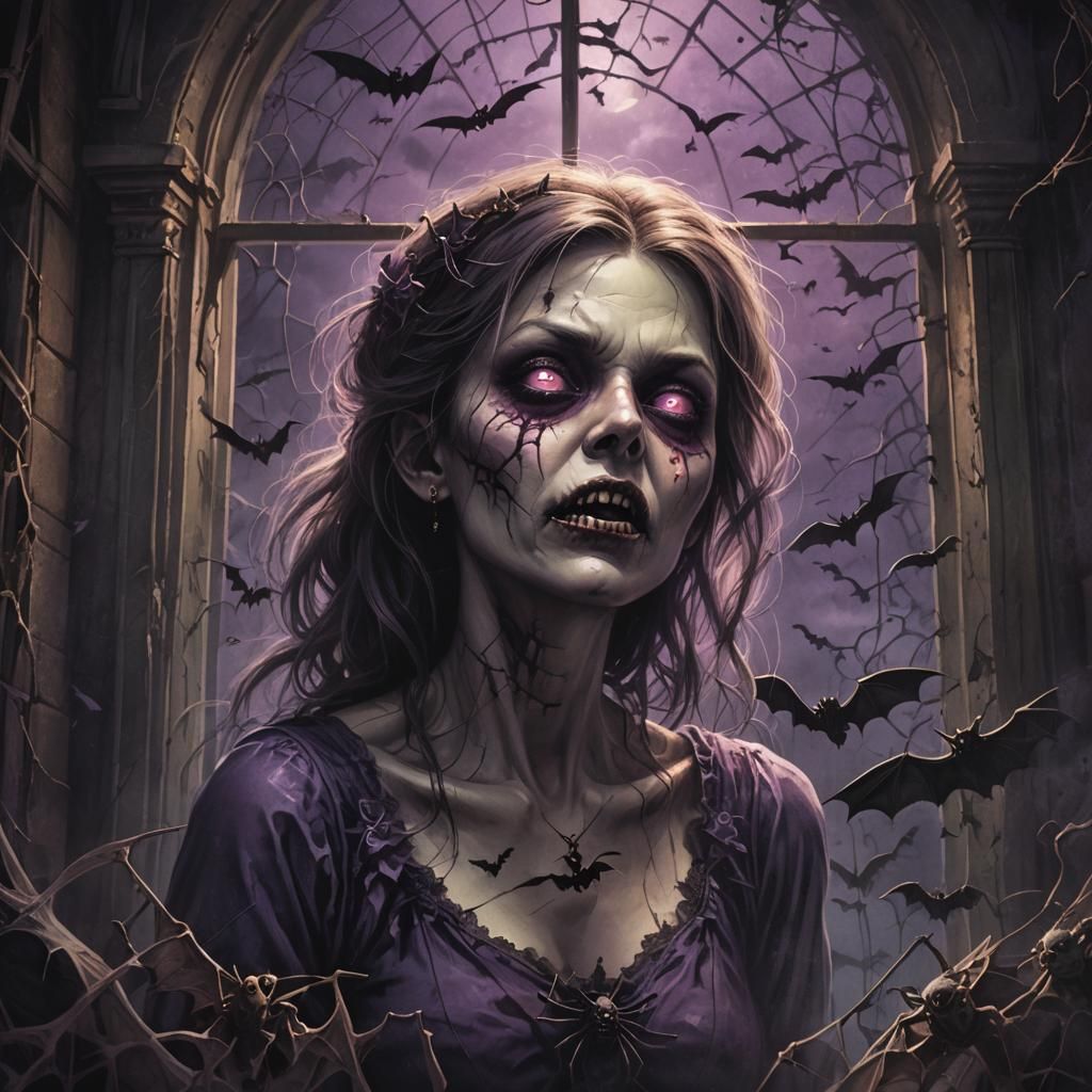 Eerie Female Zombie in Dark Fantasy Illustration