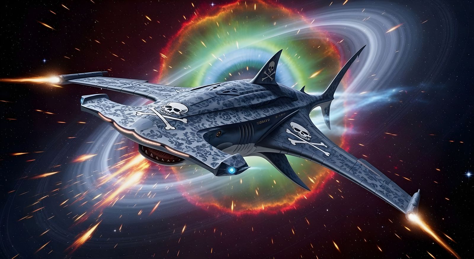 Hammerhead Shark Pirate Spaceship  by @Gary Murakami