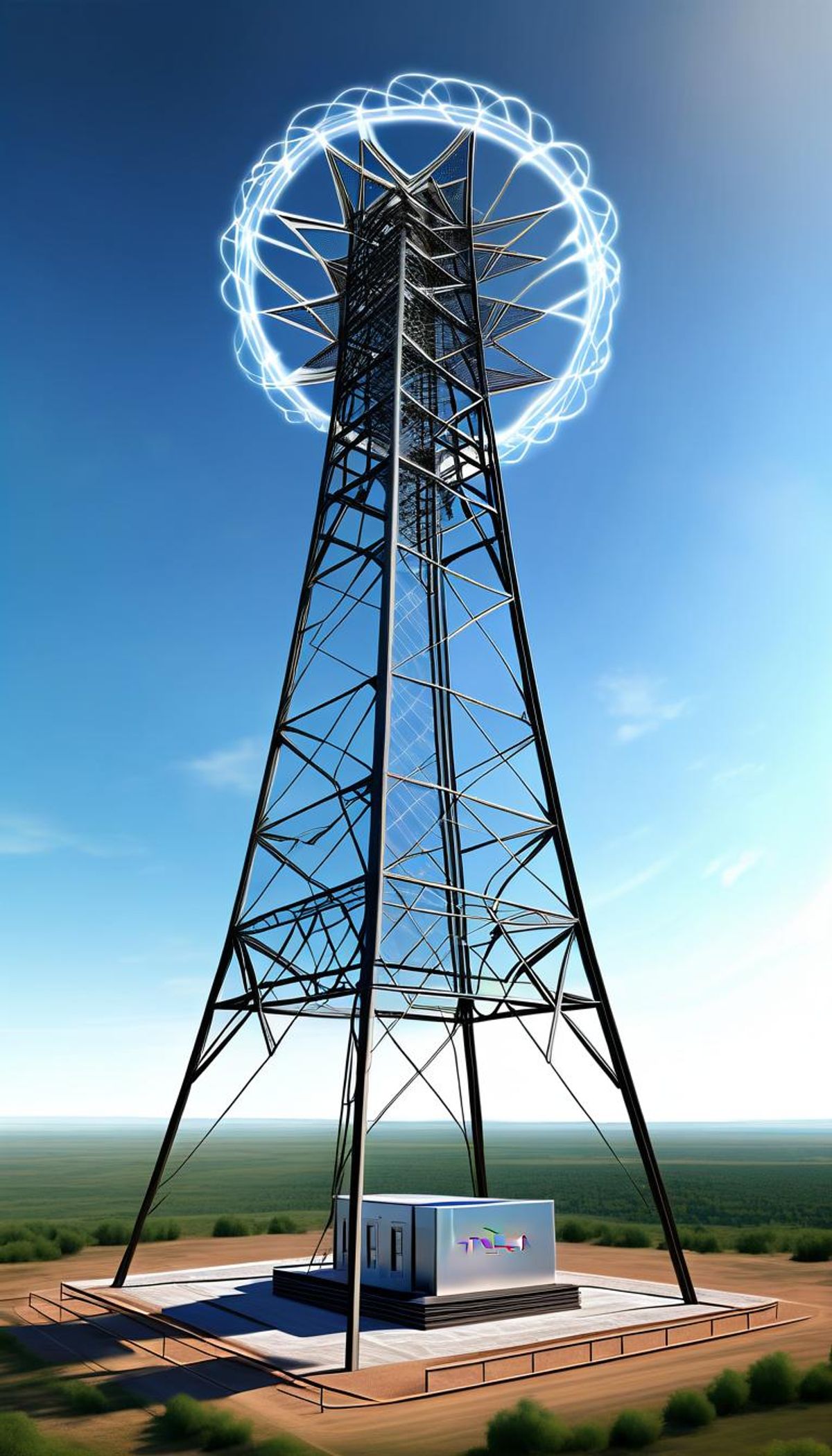 Nikola Tesla is working on a tower, on a project to transmit free ...