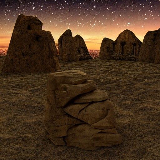 Mega-lithic ancient stone structures in Twilight. 8k resolut...