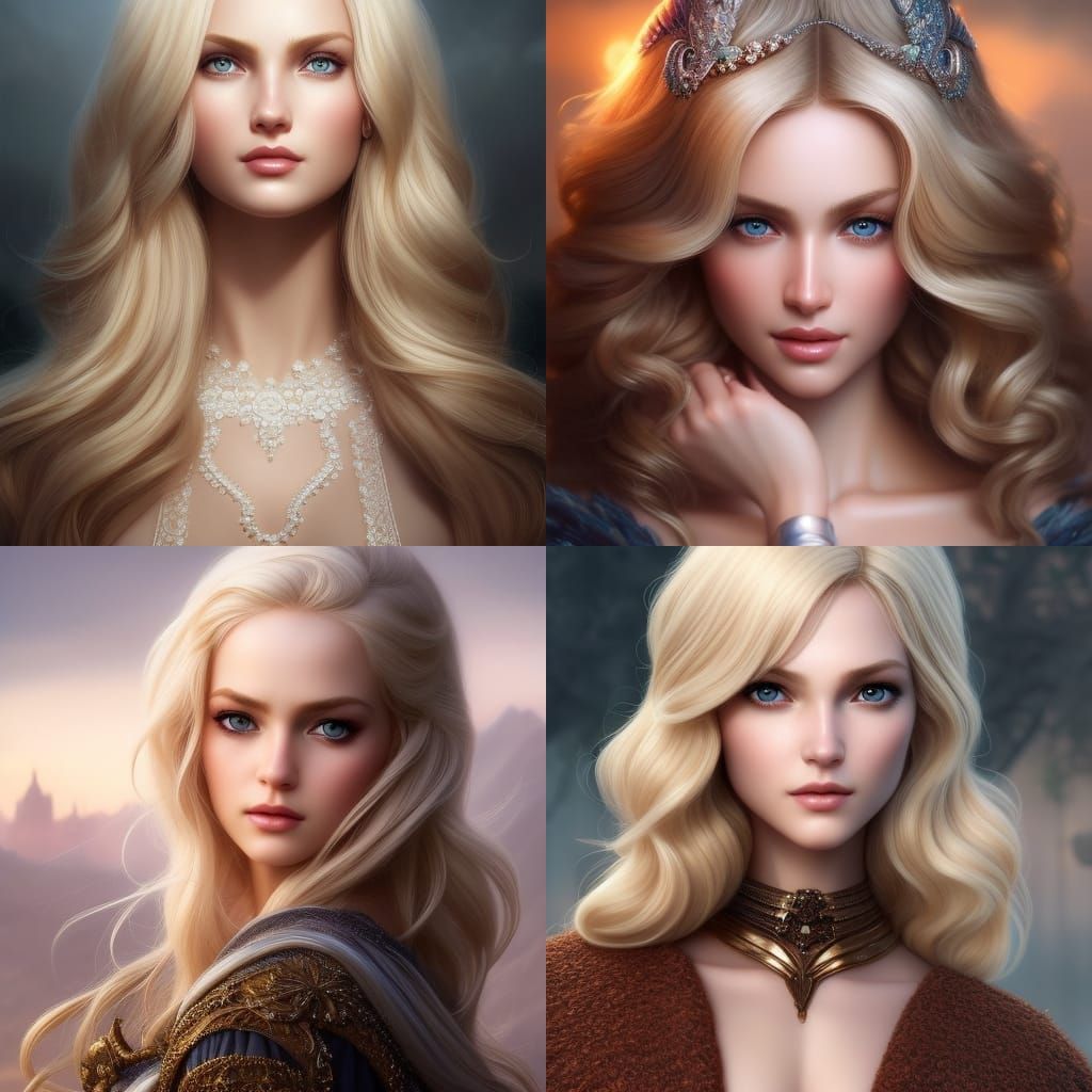 Gorgeous Blonde Woman Portrait in Digital Art Style