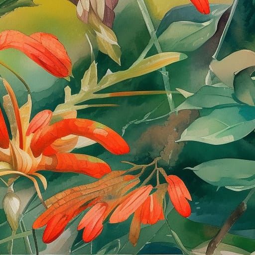 Dragonfly in Gouache Style Impressionist Masterpiece