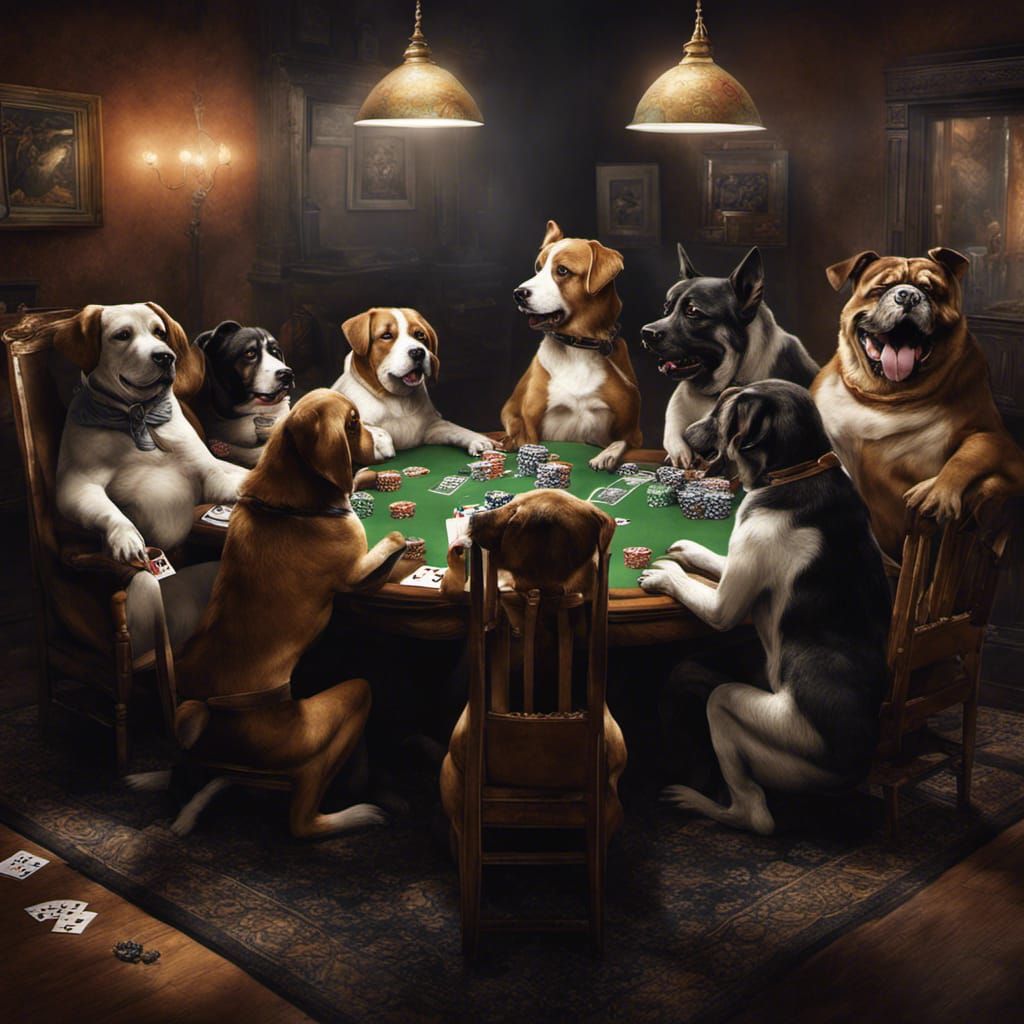 Dogs playing poker  by @Wierd Jimbo