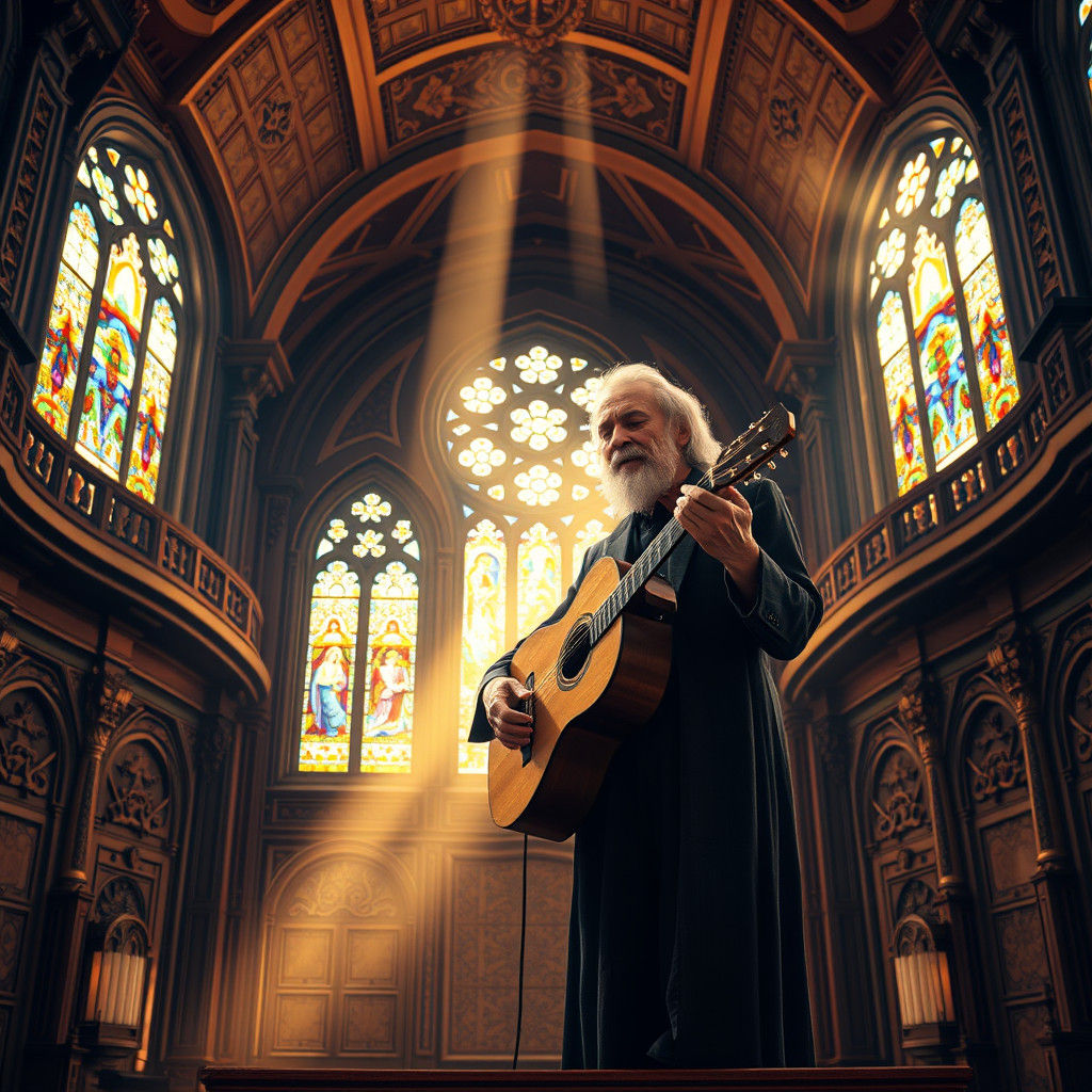 הרב שלמה קרליבך עם גיטרה בבית כנסת על הפודיום שר עם דמעות בעיניים שפכי כמים לבך נוכח פני השם