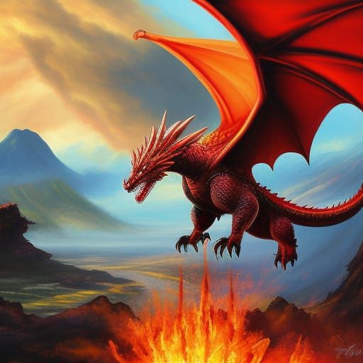 Volcano Dragon - AI Generated Artwork - NightCafe Creator