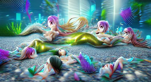  Mermaids lounging around in the garden