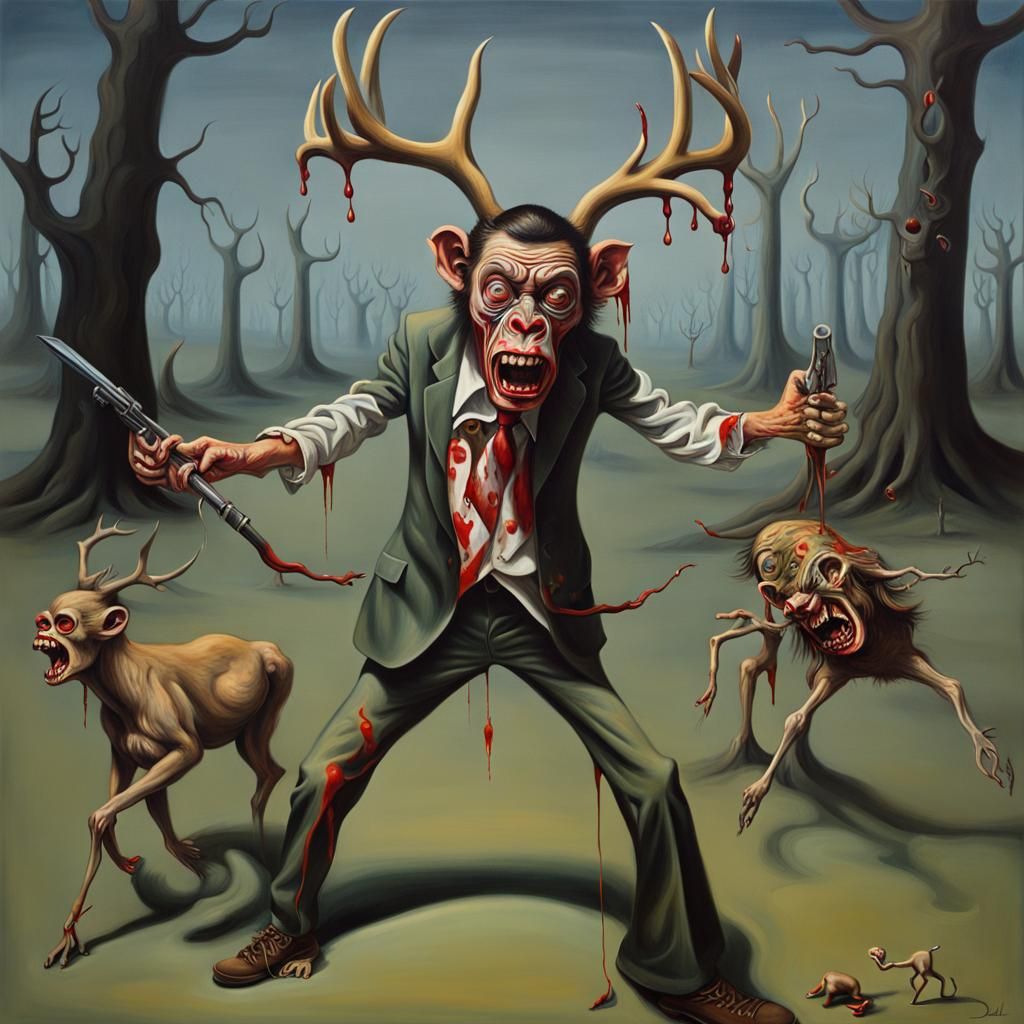 Zombie Monkey Monster Clown Hunting Zombie Deer