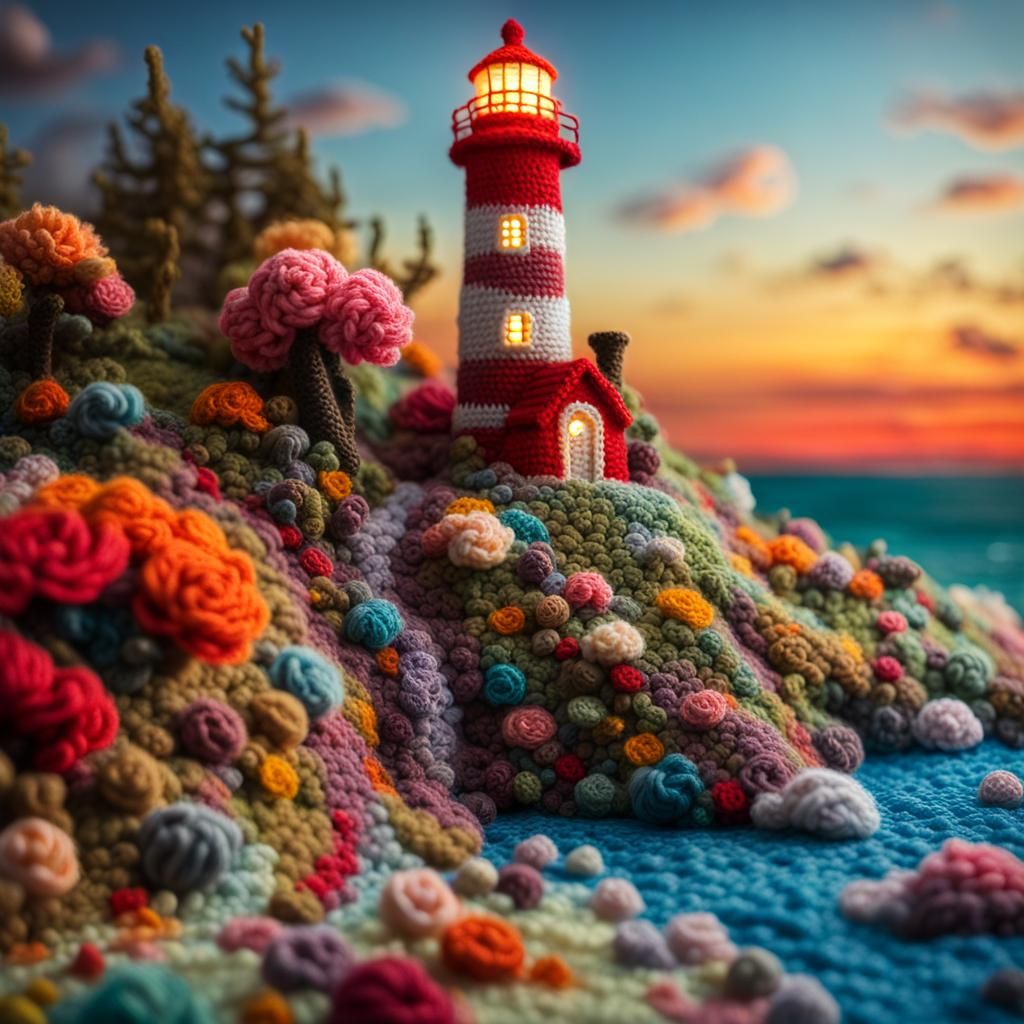 Lighthouse made in crochet  by @Imaginarium