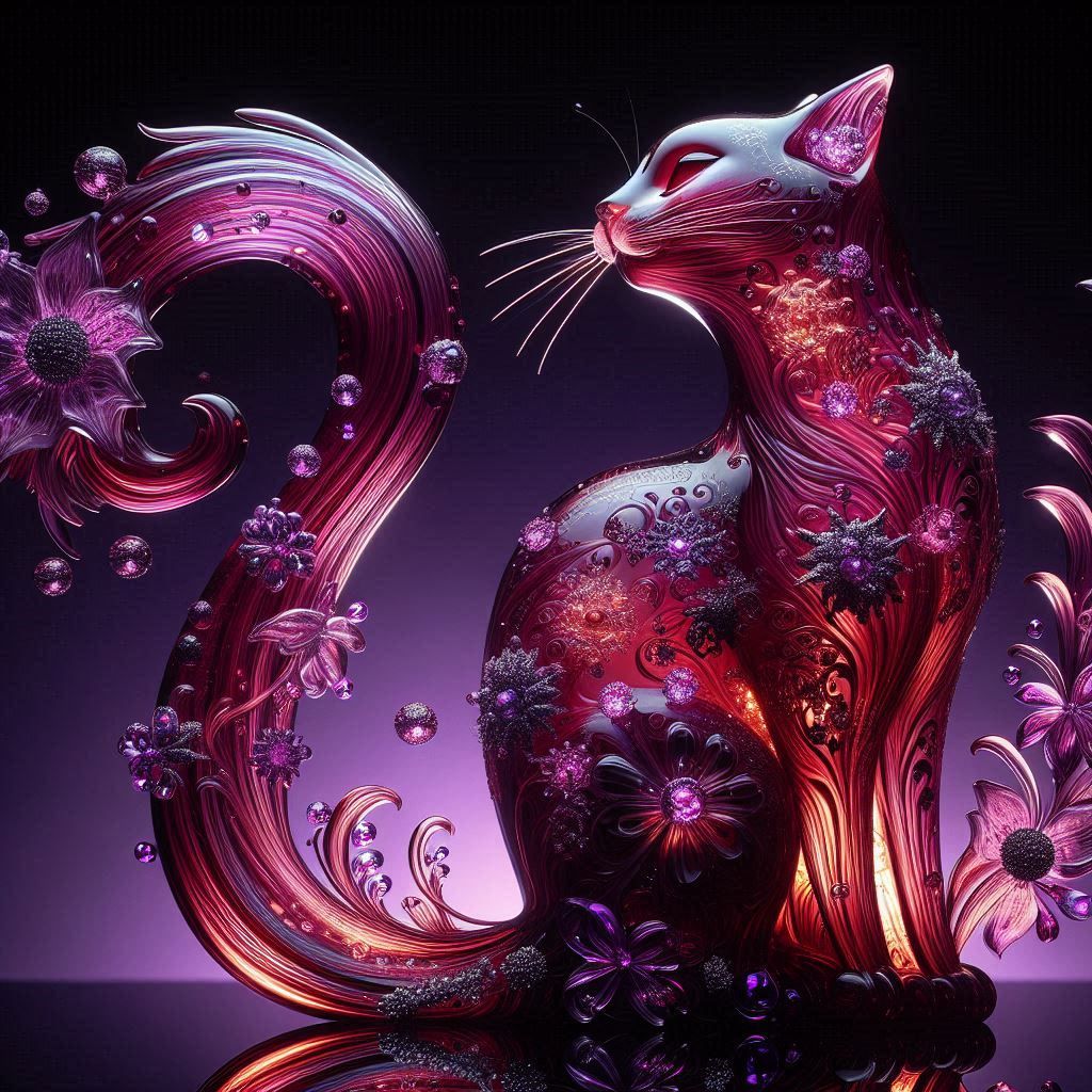 glass whimsical cat