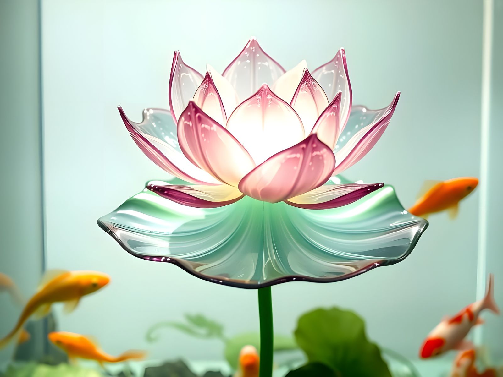 Glass lotus flower aquarium ornament  by @Gary Murakami
