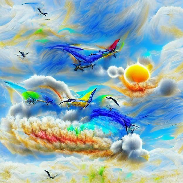 Blue Jay flying with wings out a meadow below on the land, sky 8K 3D  impasto hyperrealism LightWave 3D bokeh - AI Generated Artwork - NightCafe  Creator