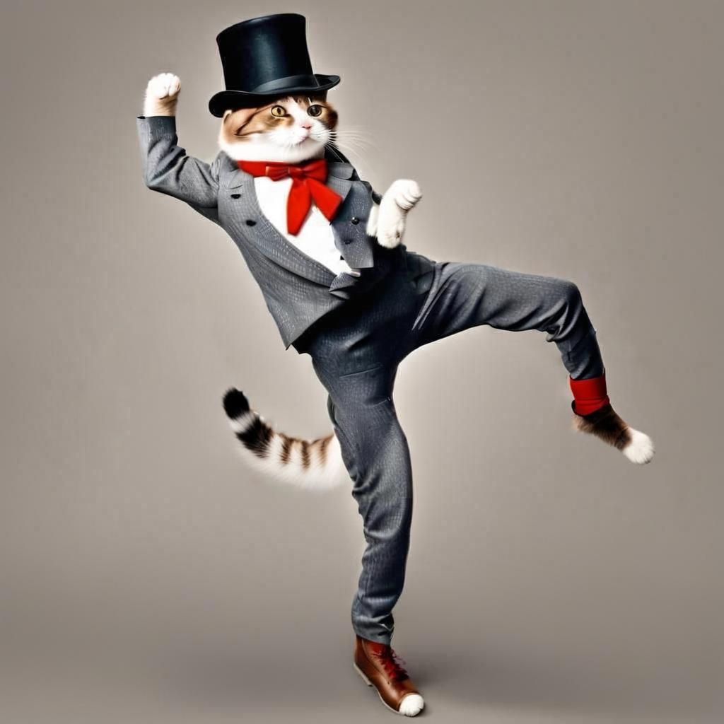 dancing cat wearing tophat