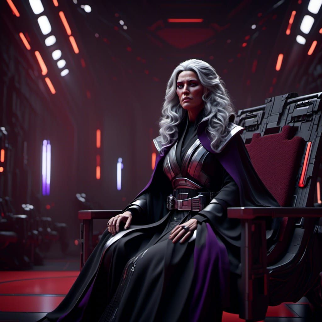 <lora:Sci-Fi Fusion:1.0> A muscular and curvy pale-skinned young woman with a long face and angular features, long wavy silver hair, bright...